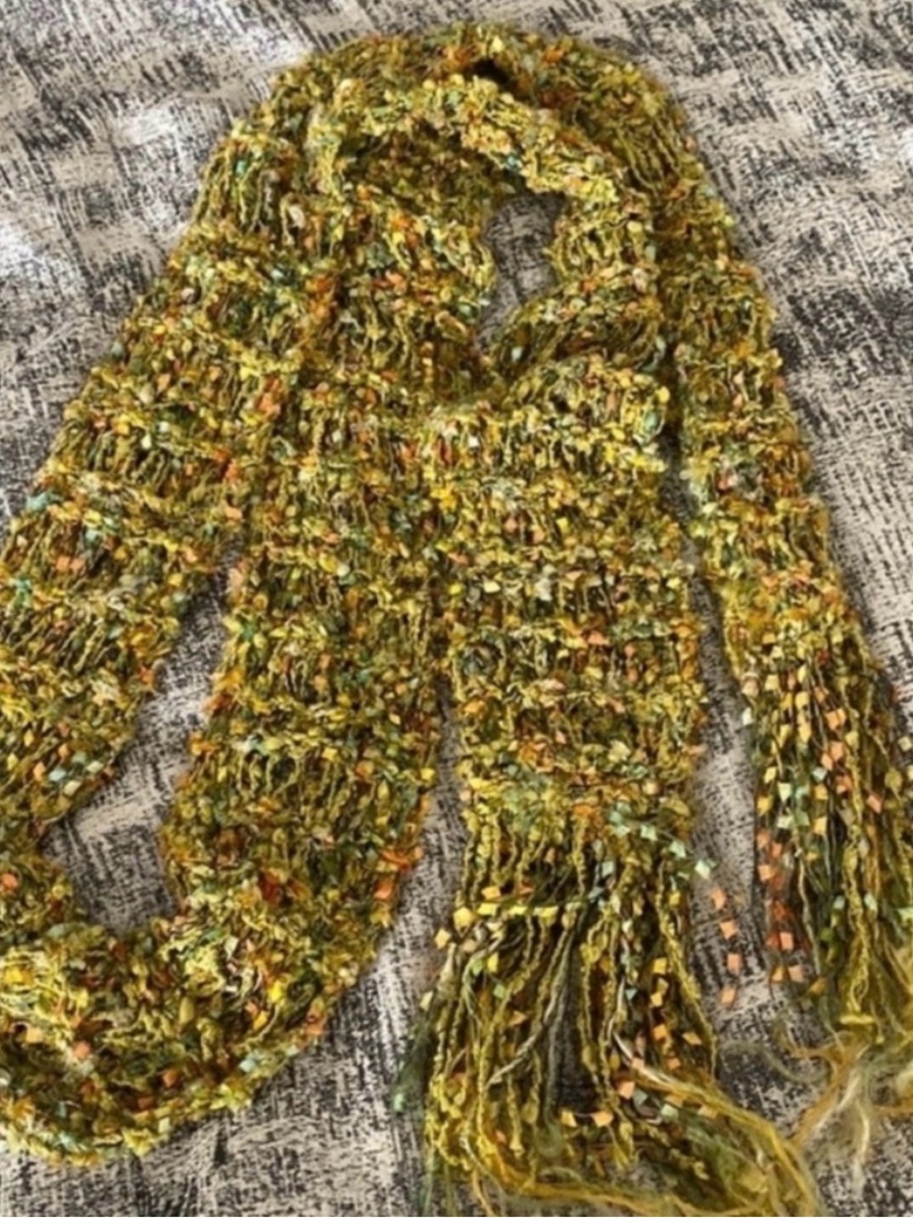 Handmade Knit Scarf with Fringe